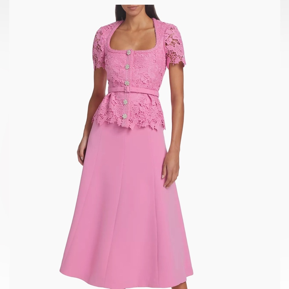 NEW- Never worn Self Portrait Mixed-Media lace midi-dress